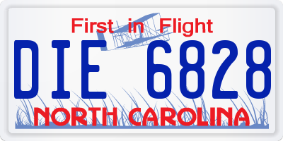 NC license plate DIE6828