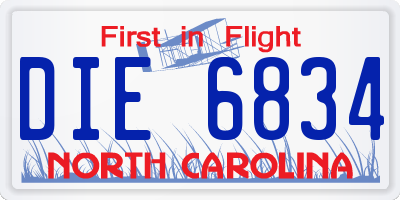 NC license plate DIE6834