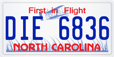 NC license plate DIE6836