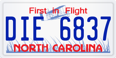 NC license plate DIE6837