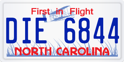 NC license plate DIE6844