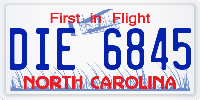 NC license plate DIE6845
