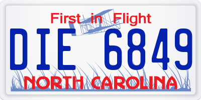 NC license plate DIE6849