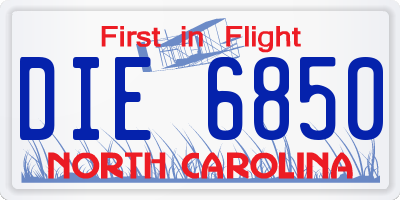 NC license plate DIE6850
