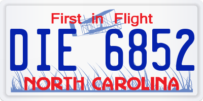 NC license plate DIE6852