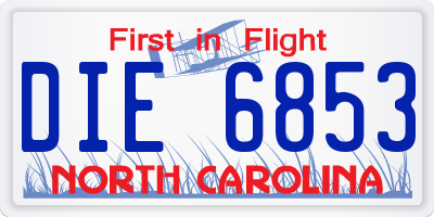 NC license plate DIE6853