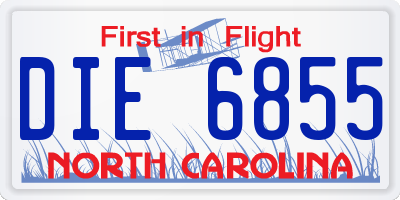 NC license plate DIE6855