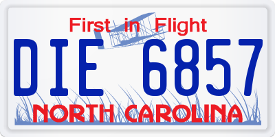 NC license plate DIE6857