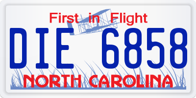 NC license plate DIE6858