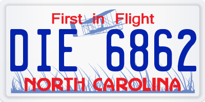 NC license plate DIE6862