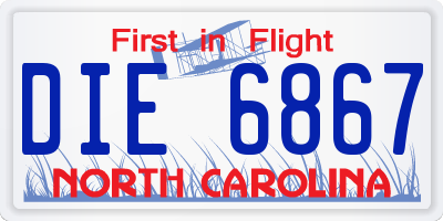 NC license plate DIE6867