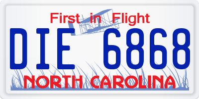 NC license plate DIE6868