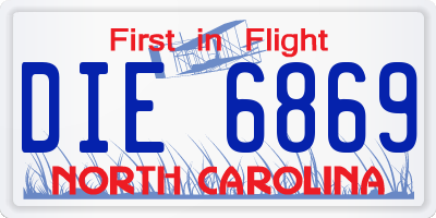 NC license plate DIE6869