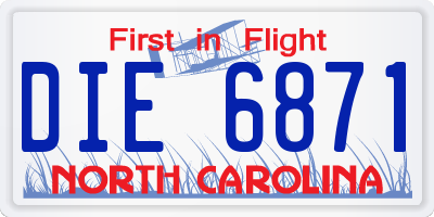 NC license plate DIE6871