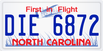 NC license plate DIE6872
