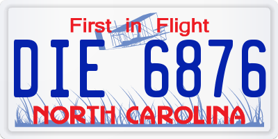 NC license plate DIE6876