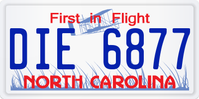 NC license plate DIE6877