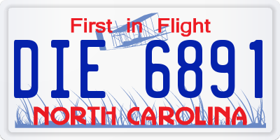 NC license plate DIE6891
