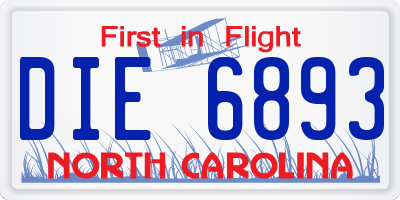 NC license plate DIE6893