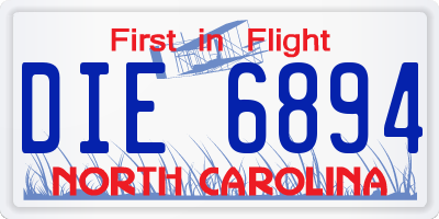 NC license plate DIE6894