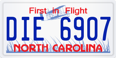 NC license plate DIE6907