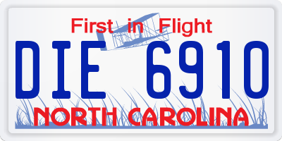NC license plate DIE6910