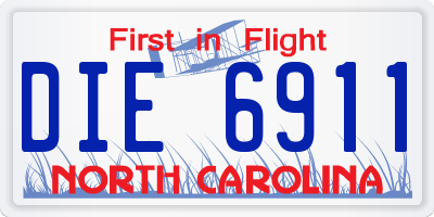 NC license plate DIE6911