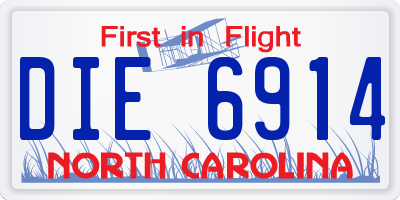 NC license plate DIE6914