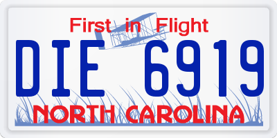 NC license plate DIE6919