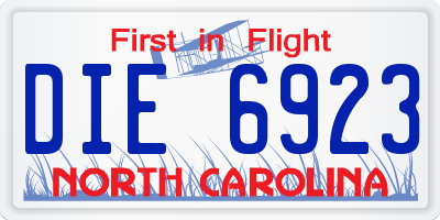 NC license plate DIE6923
