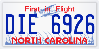 NC license plate DIE6926