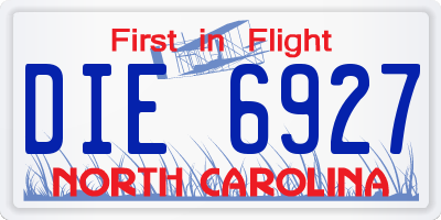 NC license plate DIE6927