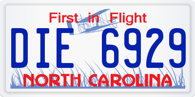 NC license plate DIE6929