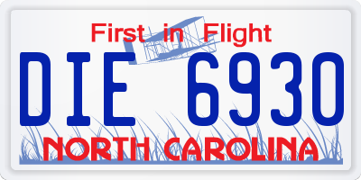 NC license plate DIE6930