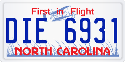 NC license plate DIE6931