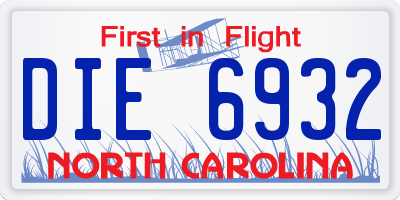 NC license plate DIE6932