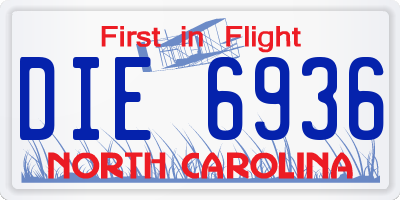 NC license plate DIE6936
