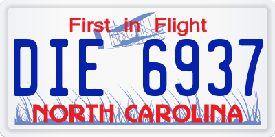 NC license plate DIE6937