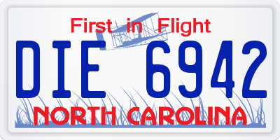 NC license plate DIE6942