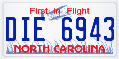 NC license plate DIE6943