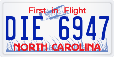 NC license plate DIE6947