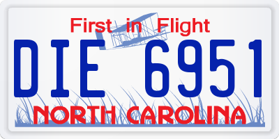NC license plate DIE6951