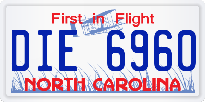 NC license plate DIE6960