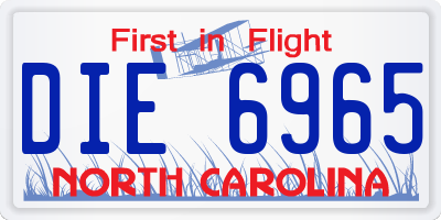 NC license plate DIE6965