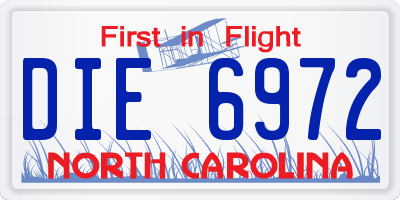 NC license plate DIE6972