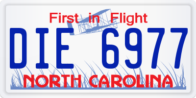 NC license plate DIE6977