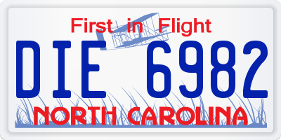 NC license plate DIE6982