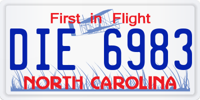 NC license plate DIE6983