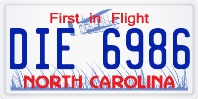 NC license plate DIE6986