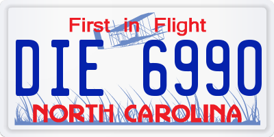 NC license plate DIE6990